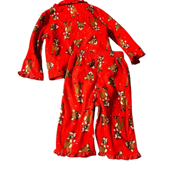 Rudolph the Red Nose Reindeer girls size 12 months 2 piece pajamas - Picture 2 of 3